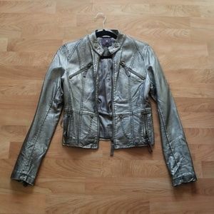 Metallic faux leather jacket